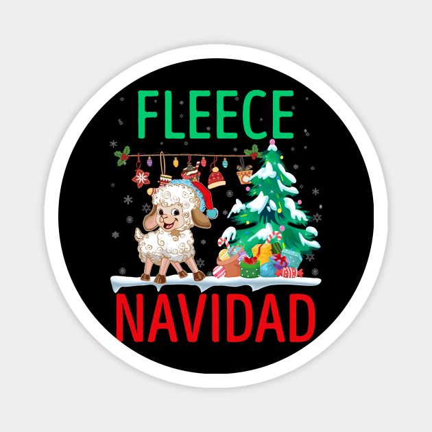 fleece navida funny Christmas sheep | sheep with Santa hat Christmast gift farmer sheep lover Magnet by TeesCircle